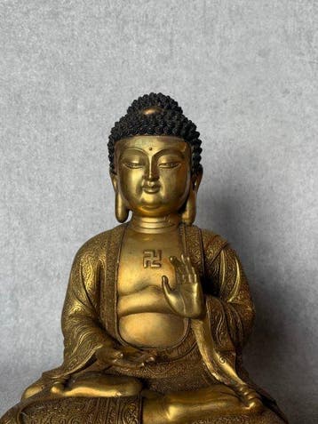 Boeddha 27.5 cm / 3.2 kg - Verguld brons - Azië