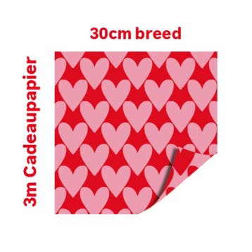 3m Cadeaupapier Hartjes XL - valentijn -  liefde - hartjes, Diversen, Cadeaupapier, Verzenden, Nieuw