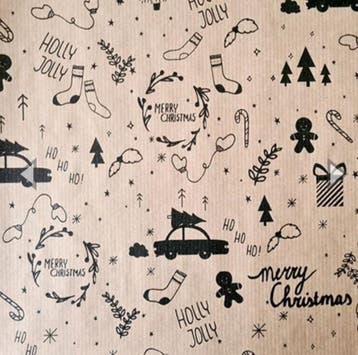 2m Kraft cadeaupapier kerst (Cadeaupapier 2M, Inpakpapier), Ophalen of Verzenden, Nieuw