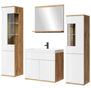 Badkamermeubel Nobel XL 60 x 35 cm Eiken met Wit Badmeubel, Verzenden