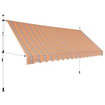 vidaXL Luifel handmatig uittrekbaar 400 cm geel en blauwe, Tuin en Terras, Zonneschermen, Verzenden, Nieuw