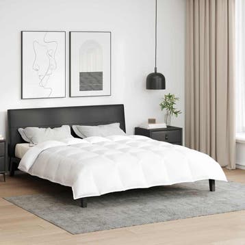 vidaXL 2-in-1 Dekbedovertrek Wit 240 x 220 cm Veer, Verzenden, Nieuw
