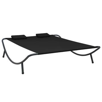 vidaXL Loungebed stof zwart, Verzenden