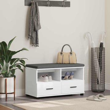 vidaXL Hallenbank Wit 80 x 38 x 46 cm Geengineerd Hout en, Verzenden
