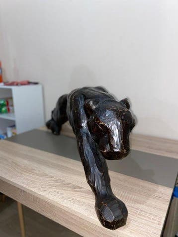 Emile bolle-Reddat - sculptuur, Panther - 35 cm - Hout -