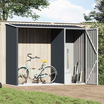vidaXL Brandhoutschuur 245x98x159 cm gegalvaniseerd staal, Verzenden, Nieuw