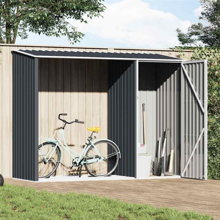 vidaXL Brandhoutschuur 245x98x159 cm gegalvaniseerd staal, Tuin en Terras, Tuinhuizen, Nieuw, Verzenden
