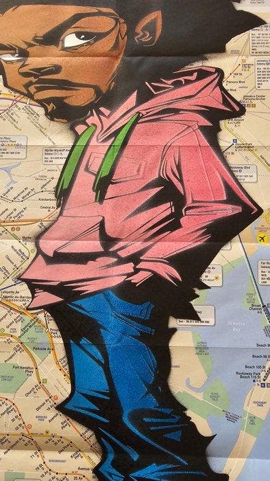 Jinks Kunst - BOB - NYC Subway Map, Antiek en Kunst, Kunst | Schilderijen | Modern