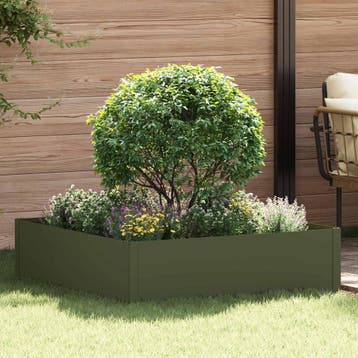 vidaXL Gazonrand 100 x 100 x 35 cm Staal Olijfgroen, Verzenden, Nieuw