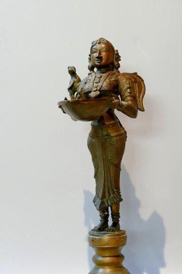 Dipa Lakshmi, altaarlamp H39 cm - Brons, Koper - India - 19e