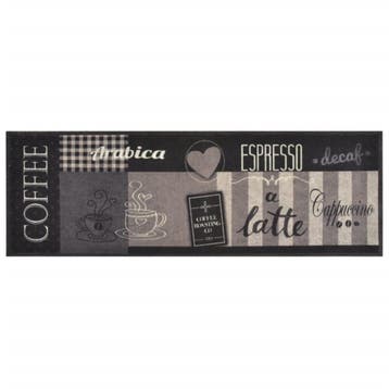 vidaXL Keukenmat wasbaar koffieprint 60x180 cm fluweel zwart, Verzenden, Nieuw