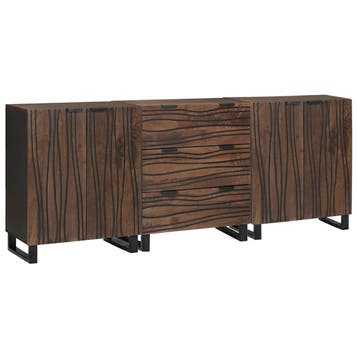 vidaXL Dressoir Set 3 st Bruin 180 x 33 x 75 cm Massief, Verzenden