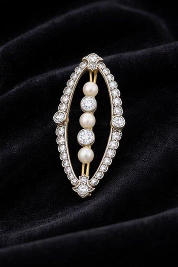 Broche - 18 carats Or jaune, Argent - 2.19ct. tw. Diamant, Bijoux, Sacs & Beauté