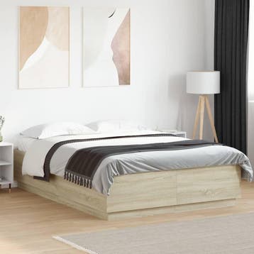 vidaXL Bedframe bewerkt hout sonoma eikenkleurig 140x200 cm, Verzenden, Nieuw