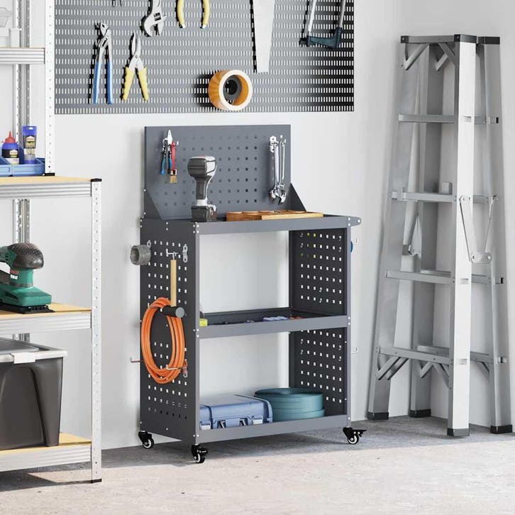 vidaXL Gereedschapswagen Antraciet 65 x 35 x 111 cm, Bricolage & Construction, Boîtes à outils, Envoi