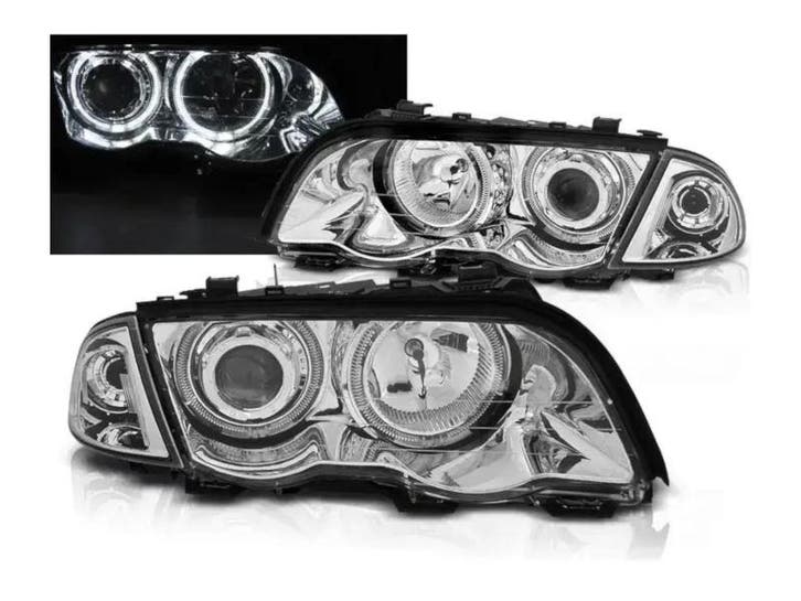 LED Angel Eyes koplampen Black geschikt voor BMW E46, Auto-onderdelen, Verlichting, Nieuw, BMW, Verzenden