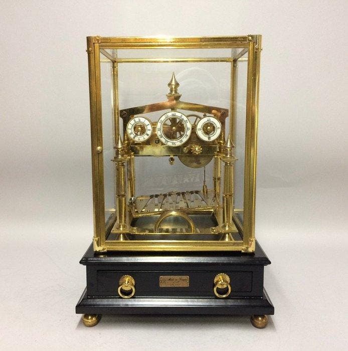 Congreve rolling ball clock - Verguld messing uurwerk onder, Antiek en Kunst, Antiek | Klokken