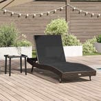 vidaXL Ligstoel 2 pcs Zwart en Bruin poly rattan, Verzenden, Nieuw