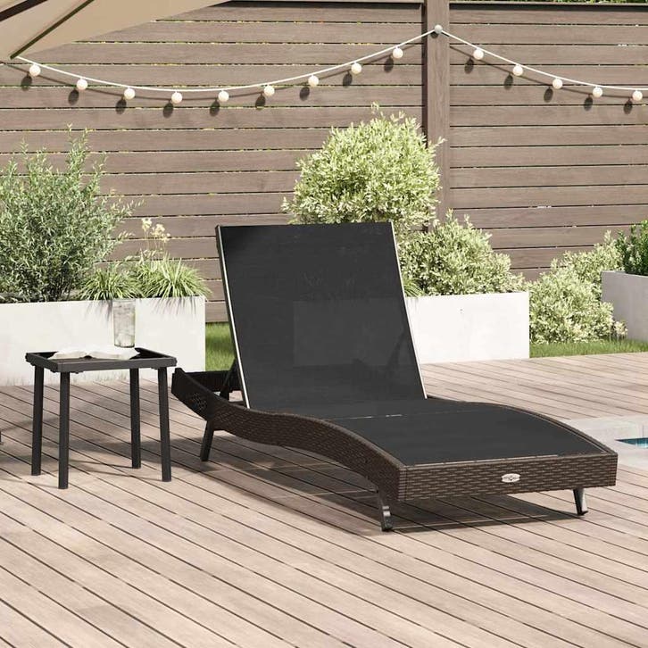 vidaXL Ligstoel 2 pcs Zwart en Bruin poly rattan, Tuin en Terras, Ligbedden, Nieuw, Verzenden
