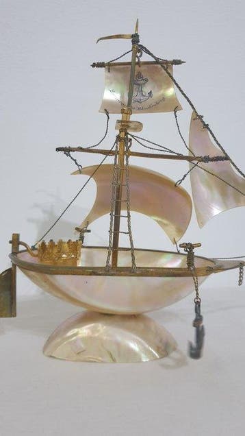 Office Inkwell “Souvenir - Victorian - Inktpot - Parelmoer, Antiek en Kunst