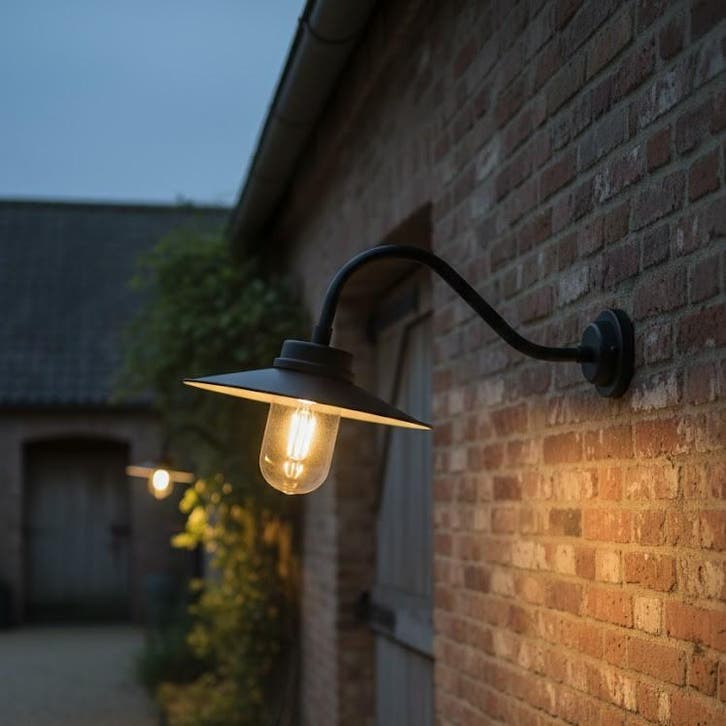Stal- & Boerderijlampen Messing Stallamp Paddock Antiek Zwar, Jardin & Terrasse, Éclairage extérieur, Envoi