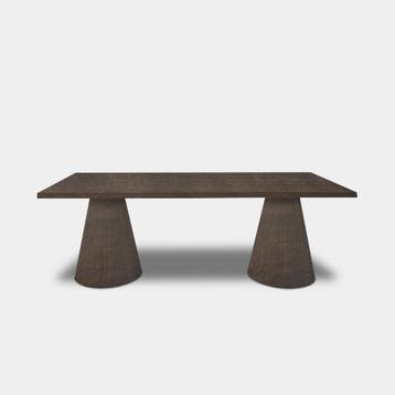 Tafel Boomstam Eikenhout  Set Kegelpoot  220x100, Nieuw