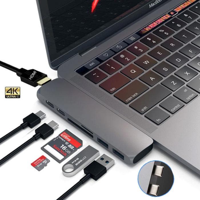 7 in 1 USB-C Hub voor Macbook Pro / Air - USB 3.0 / Type C /, Computers en Software, Pc- en Netwerkkabels, Nieuw, Verzenden