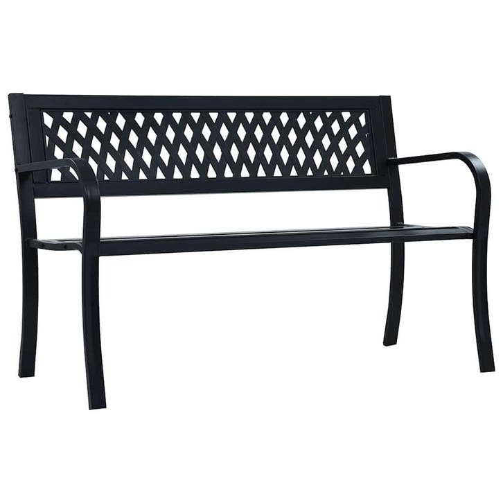 vidaXL Tuinbank 125 cm staal zwart, Tuin en Terras, Tuinsets en Loungesets, Nieuw, Verzenden