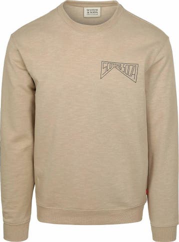 Scotch and Soda Sweater Logo Beige maat Maat 48/50 (M) Heren, Verzenden