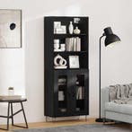 vidaXL Highboard 2 pcs Zwart Eiken Bewerkt hout, Huis en Inrichting, Kasten | Dressoirs, Verzenden, Nieuw