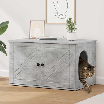 vidaXL Kattenhuis Beton 85 x 55 x 50,5 cm Bewerkt hout, Dieren en Toebehoren, Katten-accessoires, Verzenden, Nieuw