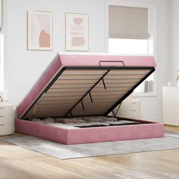 vidaXL Ottoman bed met matras 180x200 cm fluweel roze, Verzenden, Nieuw