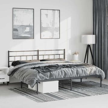 vidaXL Bedframe met hoofdbord metaal zwart 193x203 cm, Verzenden