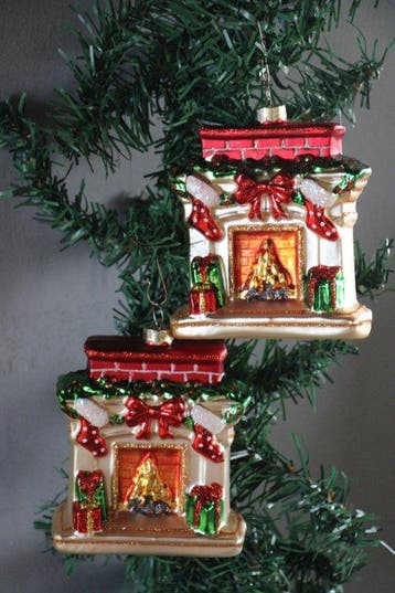 2 Open haarden als kerstornament - Boules de Noël Inge Magic, Nieuw