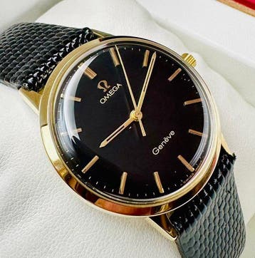 Omega - Geneve - Gold 14K - Black Gilt Dial - cal. 601 -, Nieuw