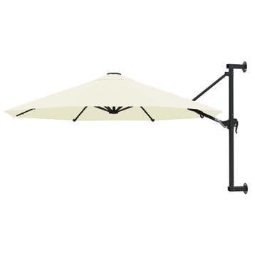 vidaXL Wandparasol met metalen paal 300 cm zandkleurig, Verzenden