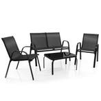 2dekans | Coast 4-Delige Tuinmeubelset Zwart - Balkonset met, Tuin en Terras, Ophalen of Verzenden, Nieuw
