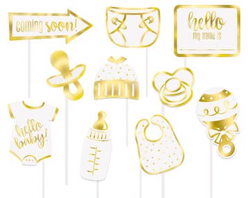 Foto Props Baby Shower Goud 10st, Verzenden