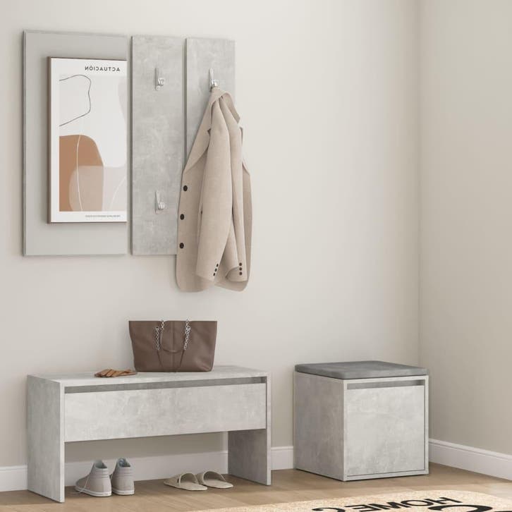 vidaXL Garderobe set bewerkt hout betongrijs, Huis en Inrichting, Overige Huis en Inrichting, Nieuw, Verzenden
