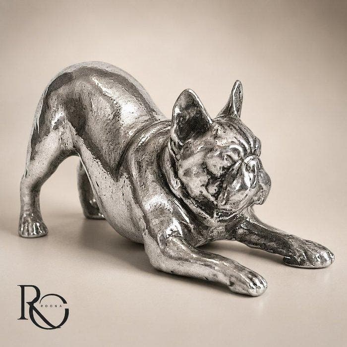 Miniatuur figuur - Massief zilveren Franse Bull - .925, Antiek en Kunst, Antiek | Zilver en Goud