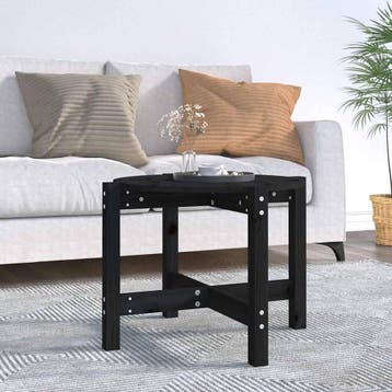 vidaXL Salontafel Ø 62,5x45 cm massief grenenhout zwart, Huis en Inrichting, Verzenden, Nieuw