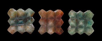 3x Groene & Rode aventurijn kubus - 54 piramides - 5,5 cm -