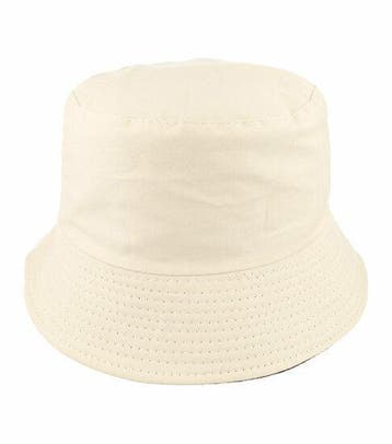 Bucket Hat Hoedje – Omkeerbaar – One Size – Beige Creme, Nieuw