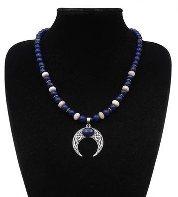 Lapis lazuli - Wicca-ketting - Keltische lunula – Maanzegel, Antiek en Kunst
