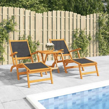 vidaXL Terrasstoelen 2 st massief acaciahout en textileen, Verzenden, Nieuw