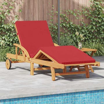 vidaXL Ligstoel Massief Acacia Hout Rood, Tuin en Terras, Verzenden, Nieuw