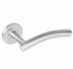 Intersteel enkele deurkruk gebogen rechts op rond rozet RVS, Ophalen of Verzenden, Nieuw