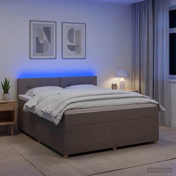 vidaXL Boxspringbed met matras met hoofdeinde Taupe 160 x, Verzenden, Nieuw