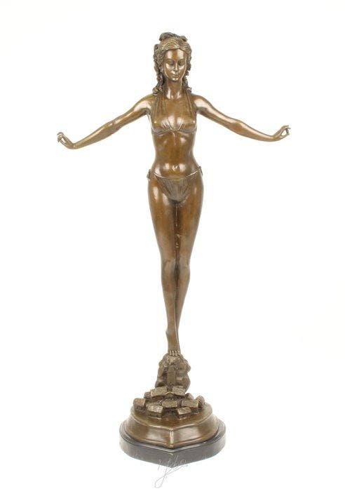 sculptuur, Large Solid Exceptional Art Deco Bronze Sculpture, Antiquités & Art, Curiosités & Brocante