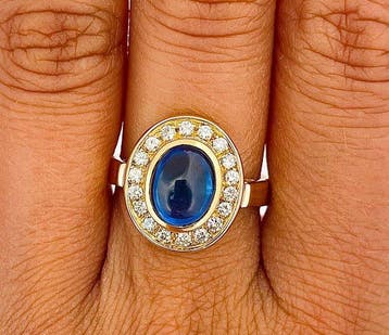 Bague - 18 carats Or jaune Saphir - Diamant, Nieuw